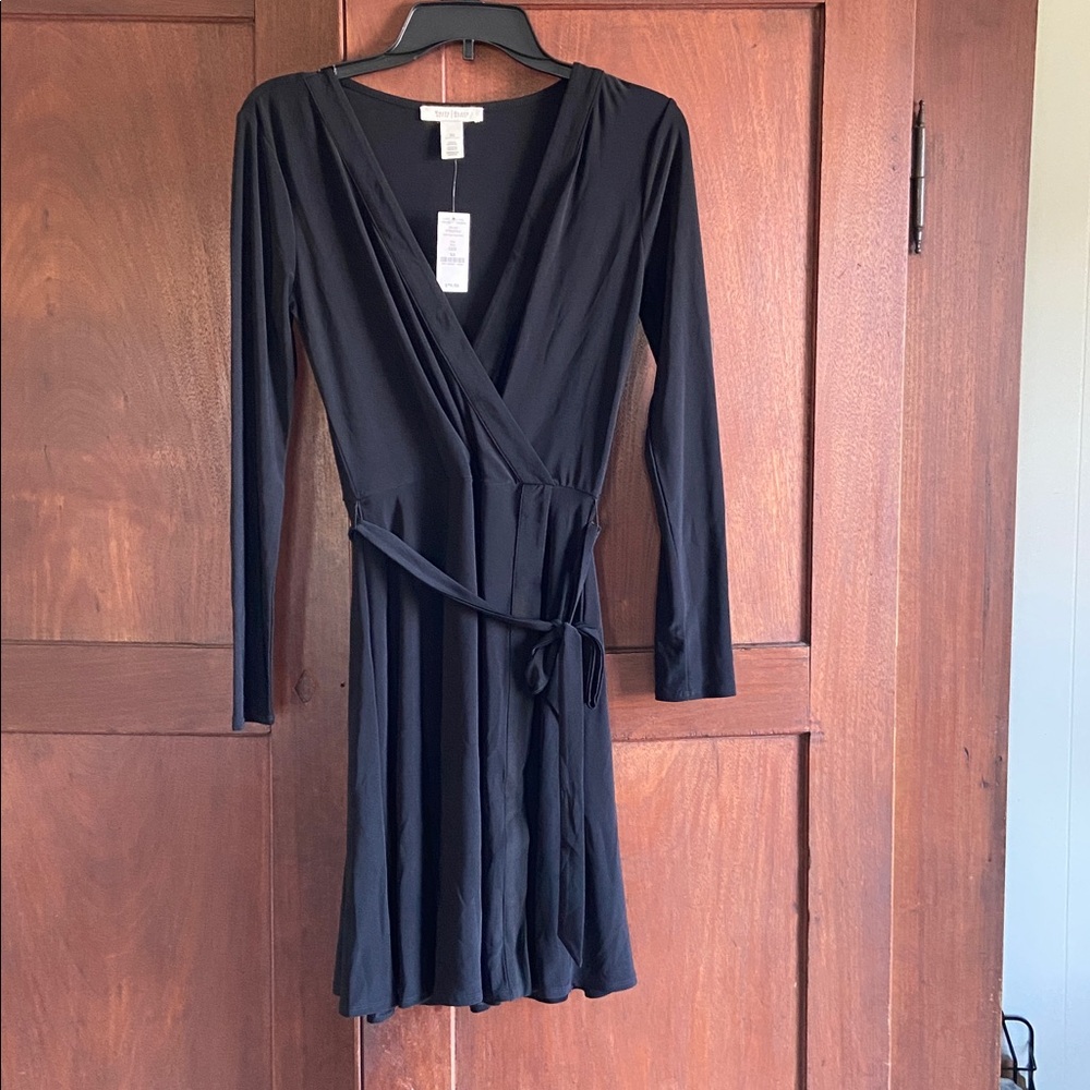 NWT White House Black Market Formal Wrap Dress Black Size XS